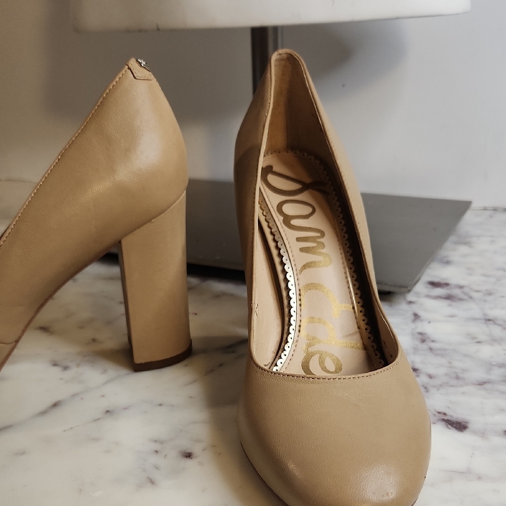 Sam Edelman Women's Beige Block Heels Sz 9.5